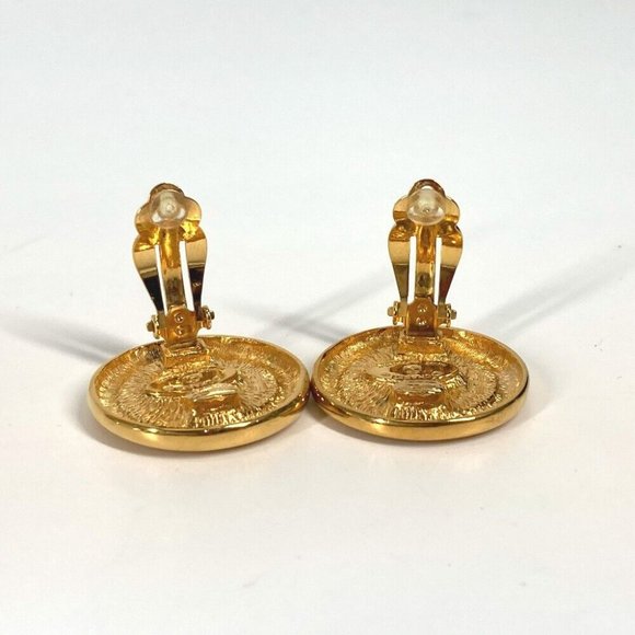 CHANEL vintage Deca CC Mark CC Accessories Earrings Metal Gold - Picture 3 of 8